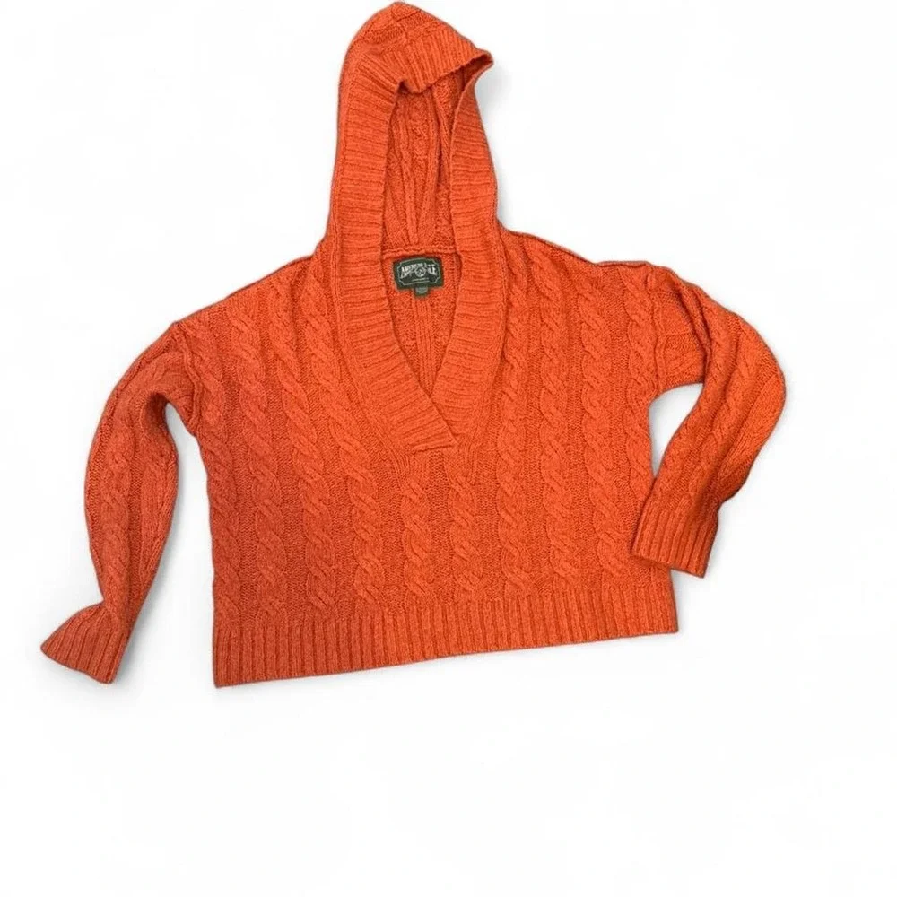 American Eagle orange cable knit hoodie Size XS